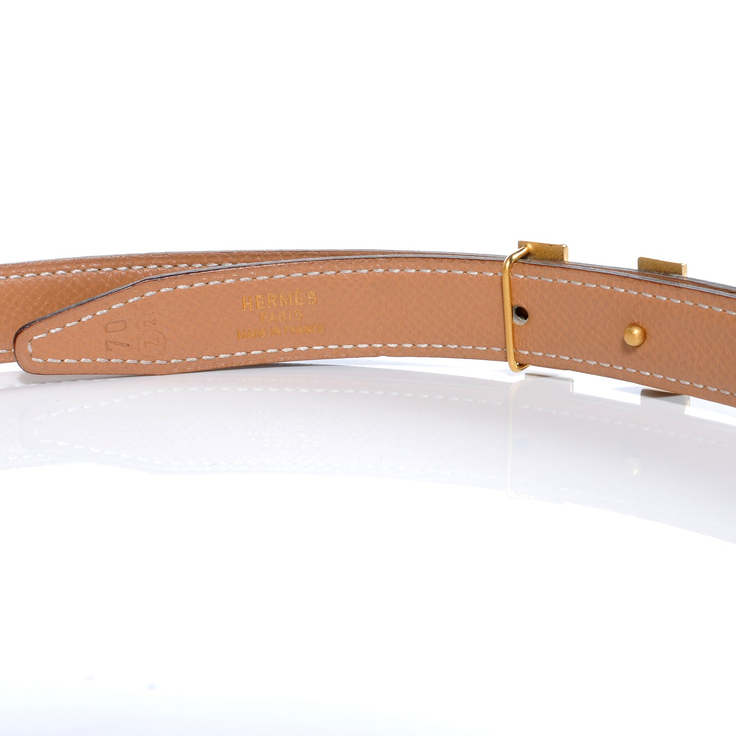 Box Courchevel Reversible Constance 18mm H Belt Noir Gold 70