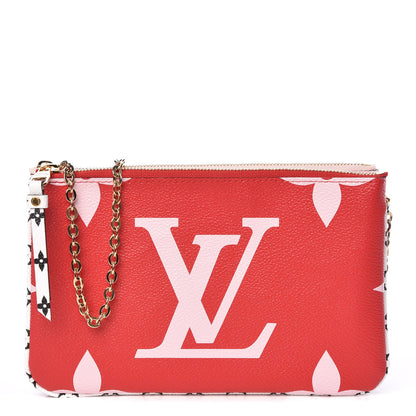 Louis Vuitton Monogram Giant Double Zip Pochette Rouge 1 of 11