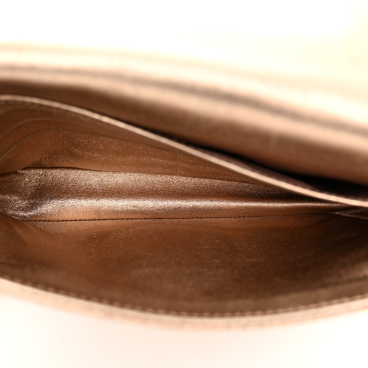 Metallic Lambskin Cannage Wallet on Chain Gold