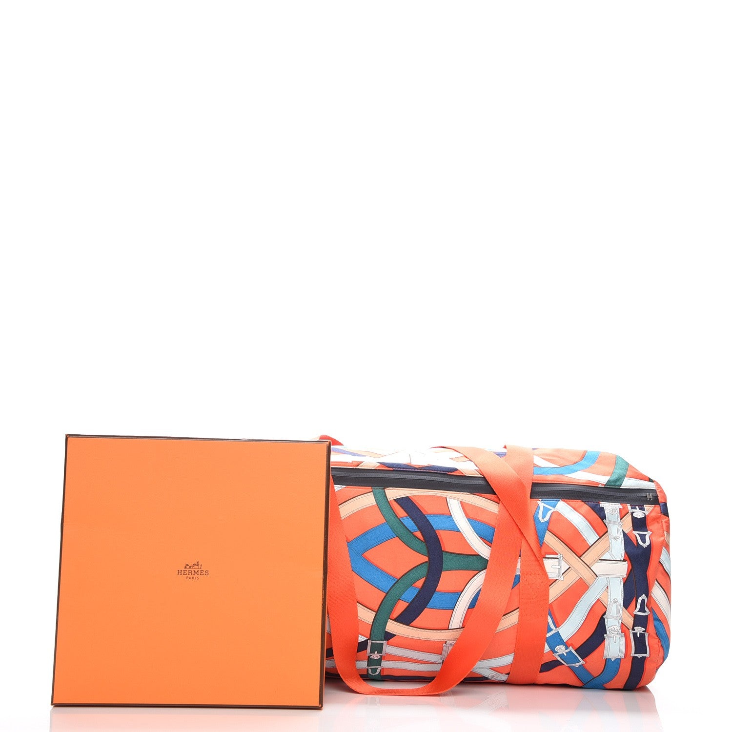 Hermes Silk Barenia Cavalcadour Duffle Orange Poppy Fauve 8 of 8