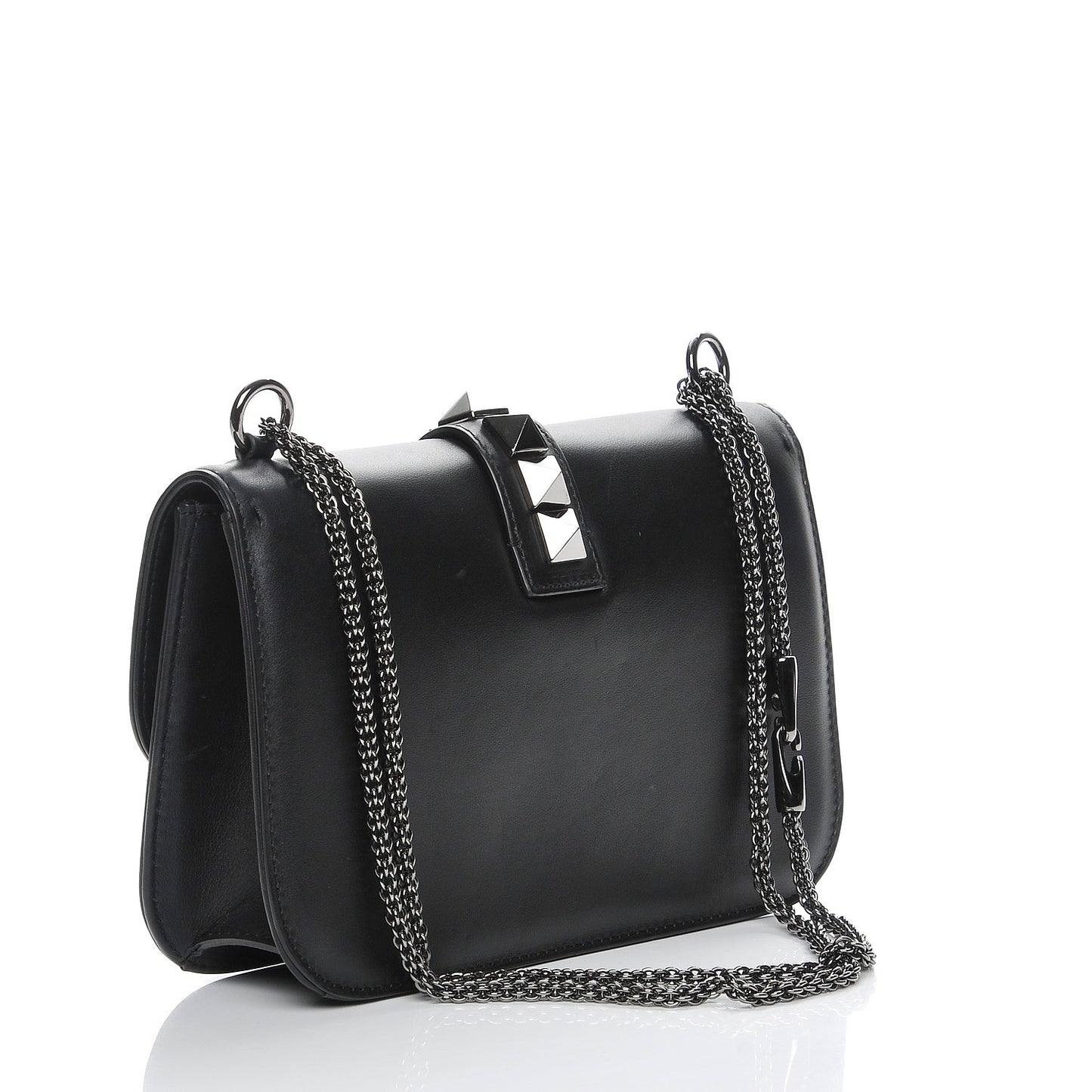 Vitello Medium Glam Lock Rockstud Flap Black