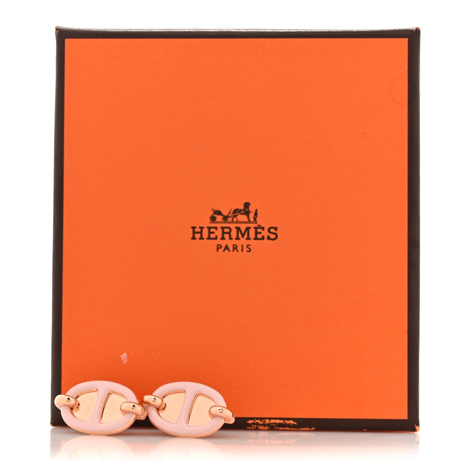 Hermes Enamel Mini Maillon Earrings Rose Candeur 5 of 5