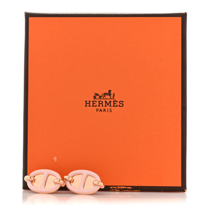 Hermes Enamel Mini Maillon Earrings Rose Candeur 5 of 5