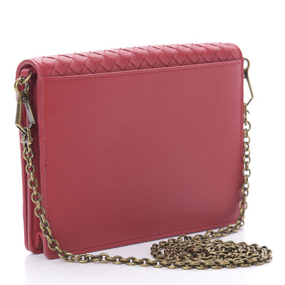 Bottega Veneta Nappa Intrecciato Chain Wallet China Red 3 of 12