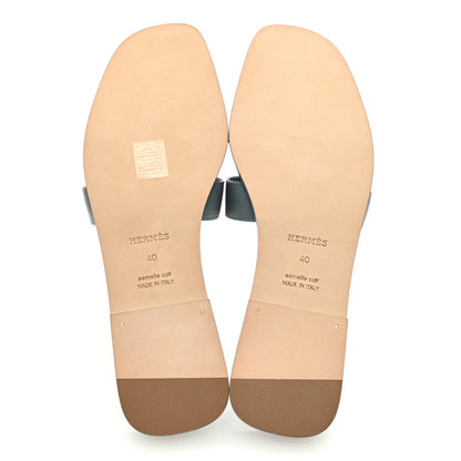 Hermes Epsom Oran Sandals 40 Gris Antarctique 5 of 9