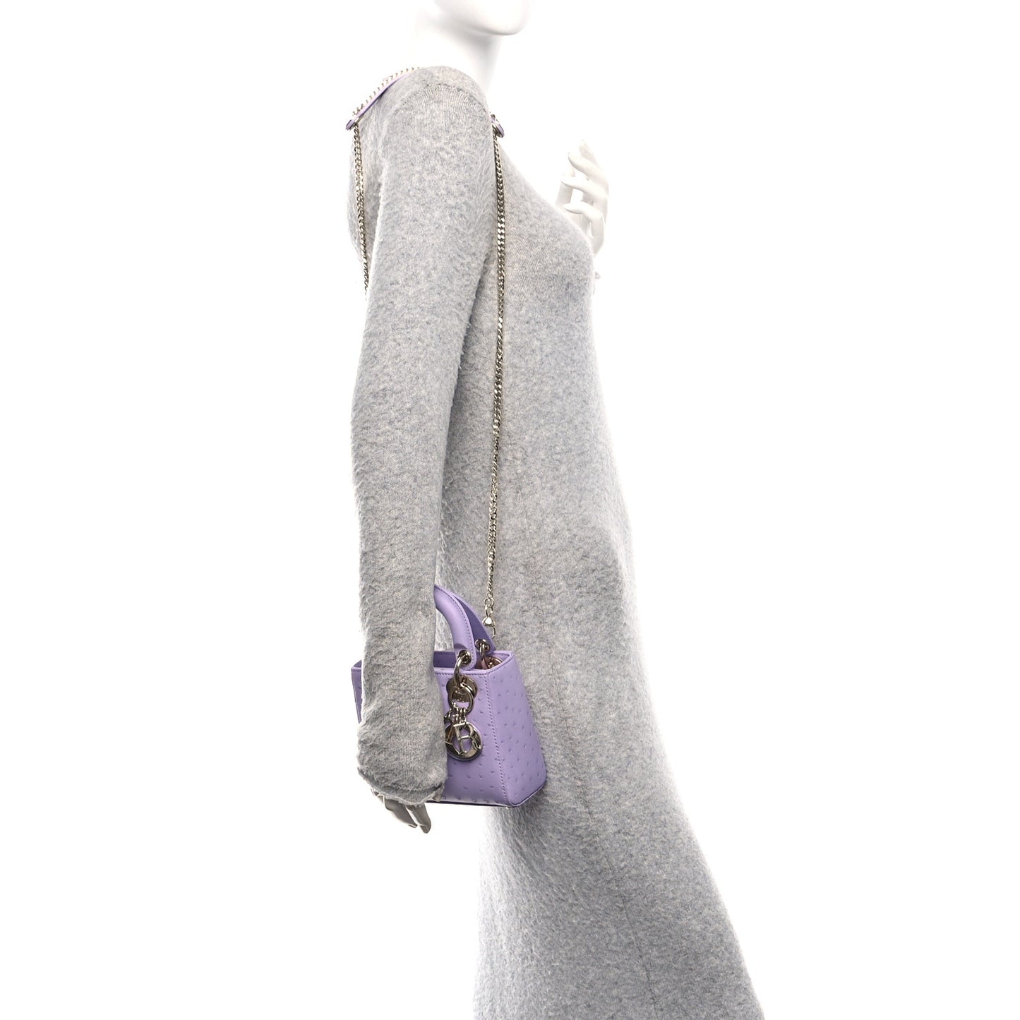 Ostrich Mini Lady Dior Purple