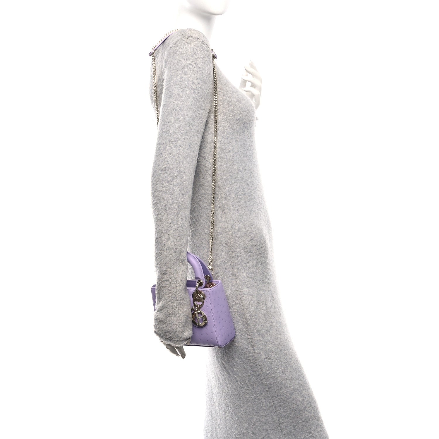 Christian Dior Ostrich Mini Lady Dior Purple 2 of 11