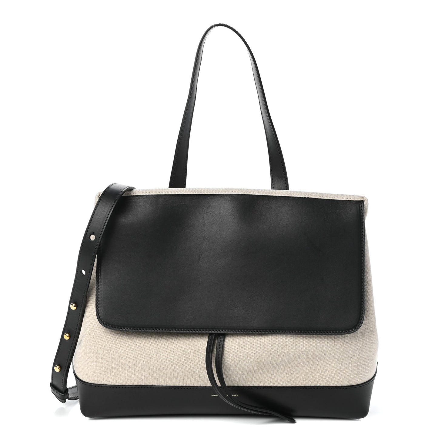 Canvas Calfskin Lady Bag Creme Black