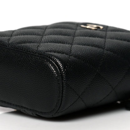 Chanel Caviar Quilted Small Vertical Coco Beauty Vanity Case With Chain Black 10 of 10