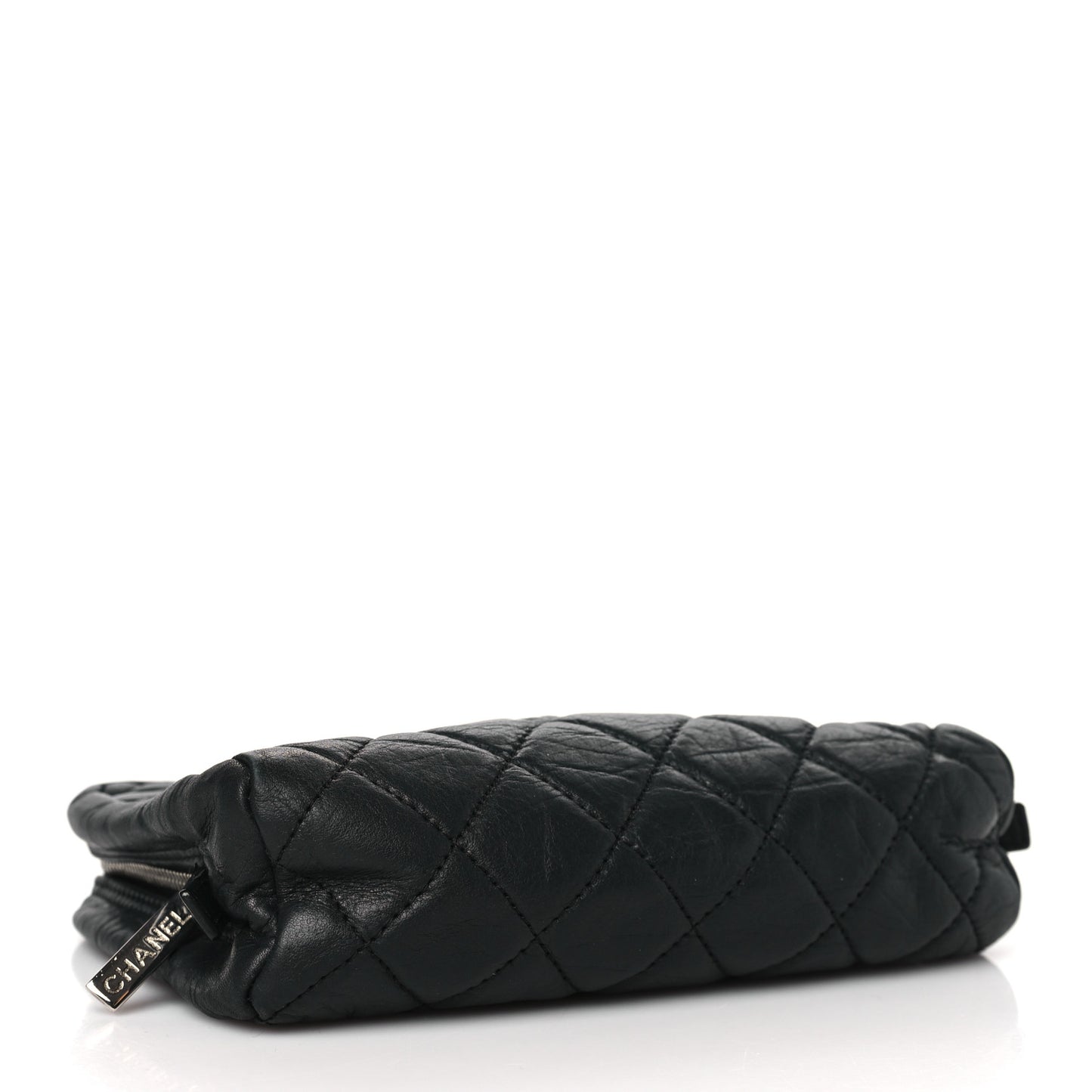 Aged Calfskin Quilted Cambon Cosmetic Case Black