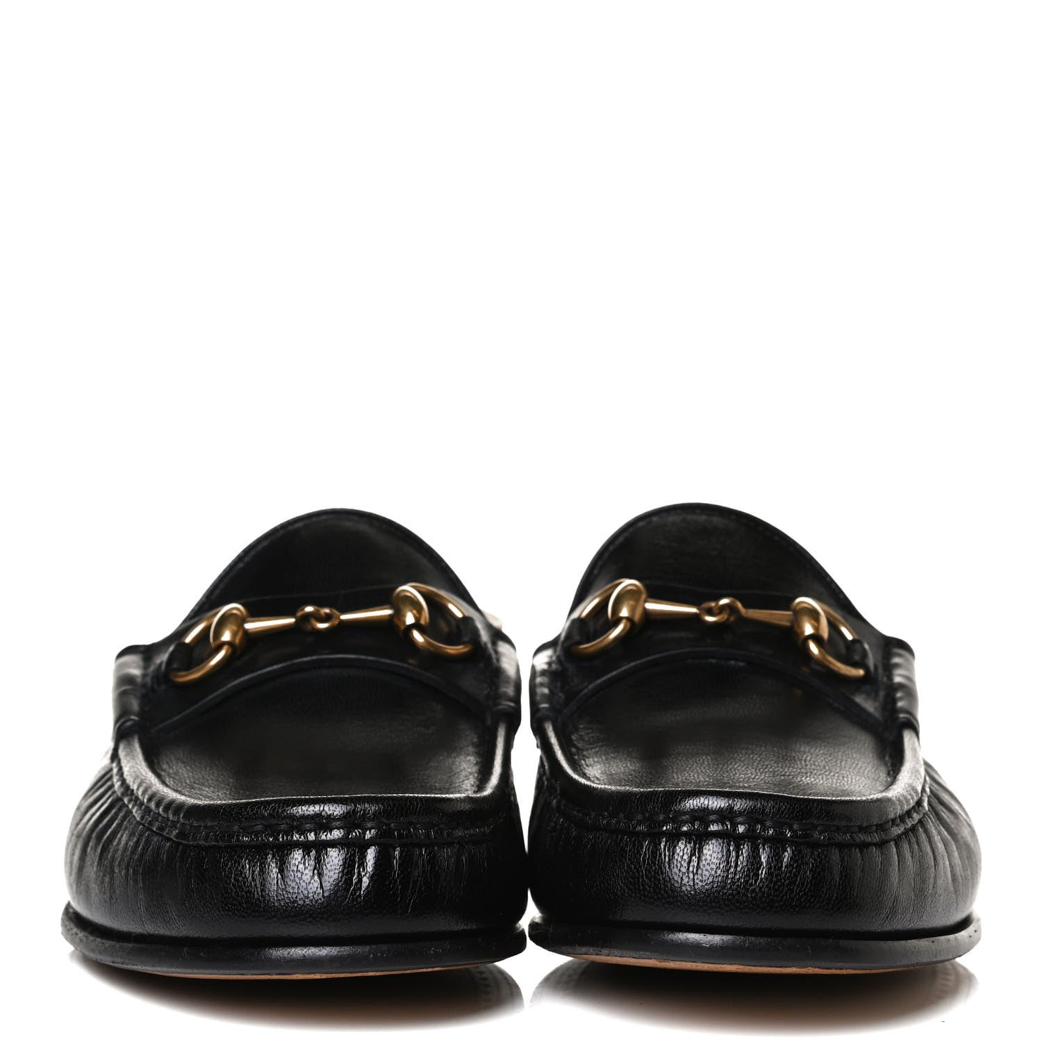 Gucci Goatskin Stripe Mens Horsebit Slingback Slippers 8 Black 2 of 12
