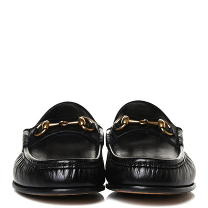 Gucci Goatskin Stripe Mens Horsebit Slingback Slippers 8 Black 2 of 12