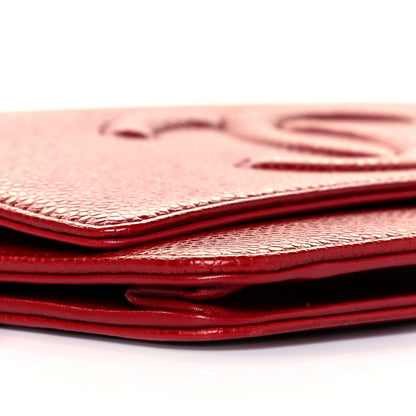 Chanel Caviar Timeless CC Wallet On Chain WOC Red 10 of 12