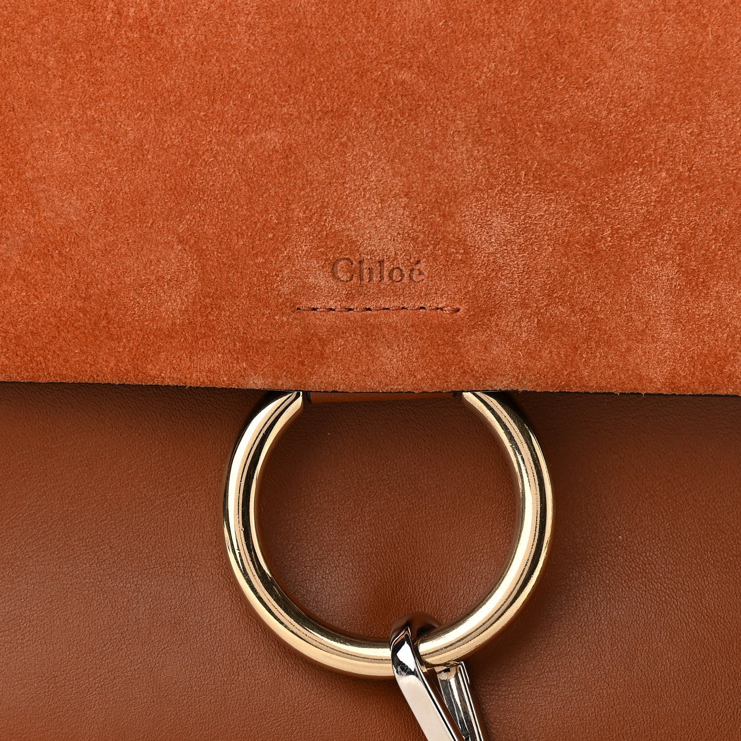 Chloe Suede Calfskin Medium Faye Shoulder Bag Tobacco 7 of 9