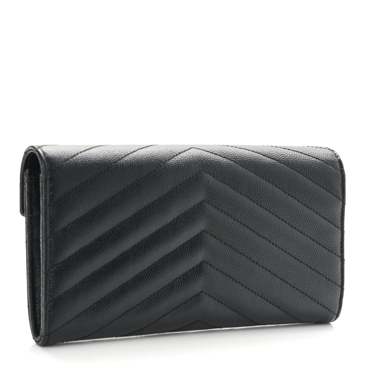 Grain De Poudre Matelasse Chevron Monogram Flap Wallet Black