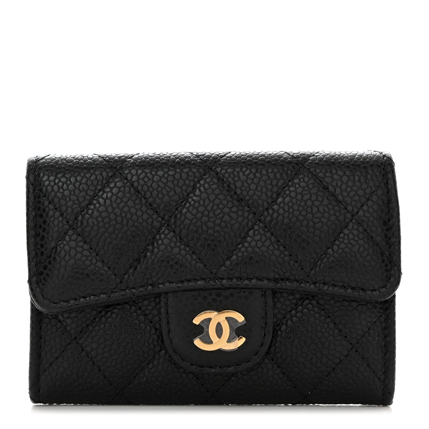 Chanel Caviar Quilted Flap Card Holder Wallet Black 1 of 8