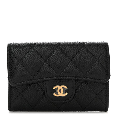 Chanel Caviar Quilted Flap Card Holder Wallet Black 1 of 8