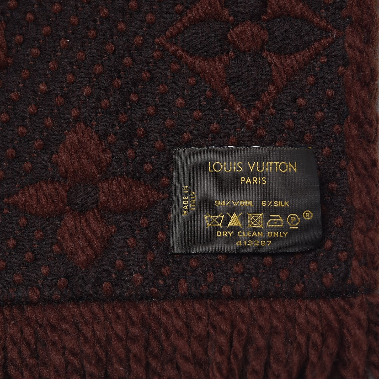 Wool Silk Logomania Scarf Marron