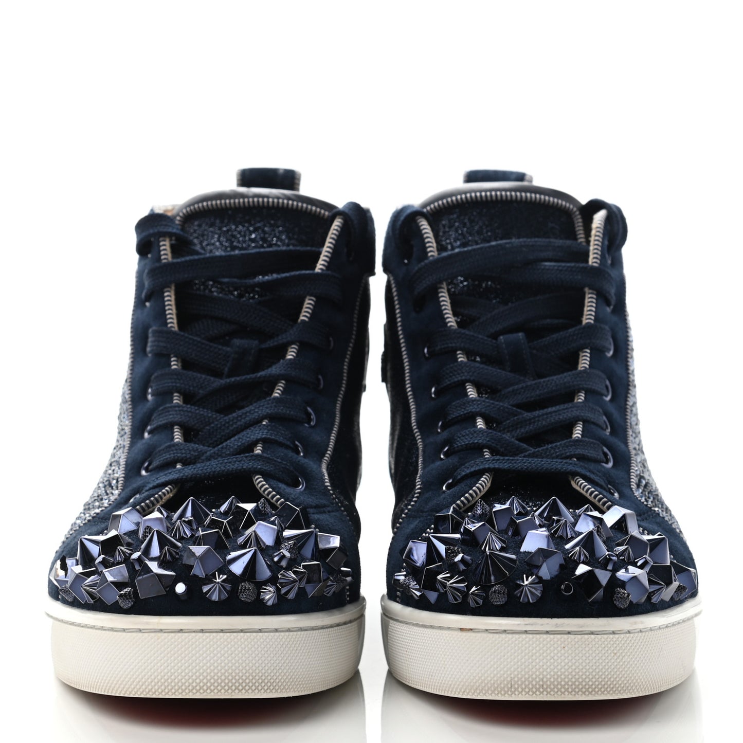 Calfskin Veau Velours Strass Mens Louis Spikes Flat Sneakers 42