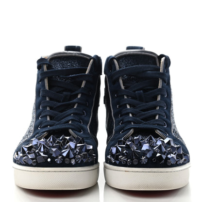 Christian Louboutin Calfskin Veau Velours Strass Mens Louis Spikes Flat Sneakers 42 2 of 13