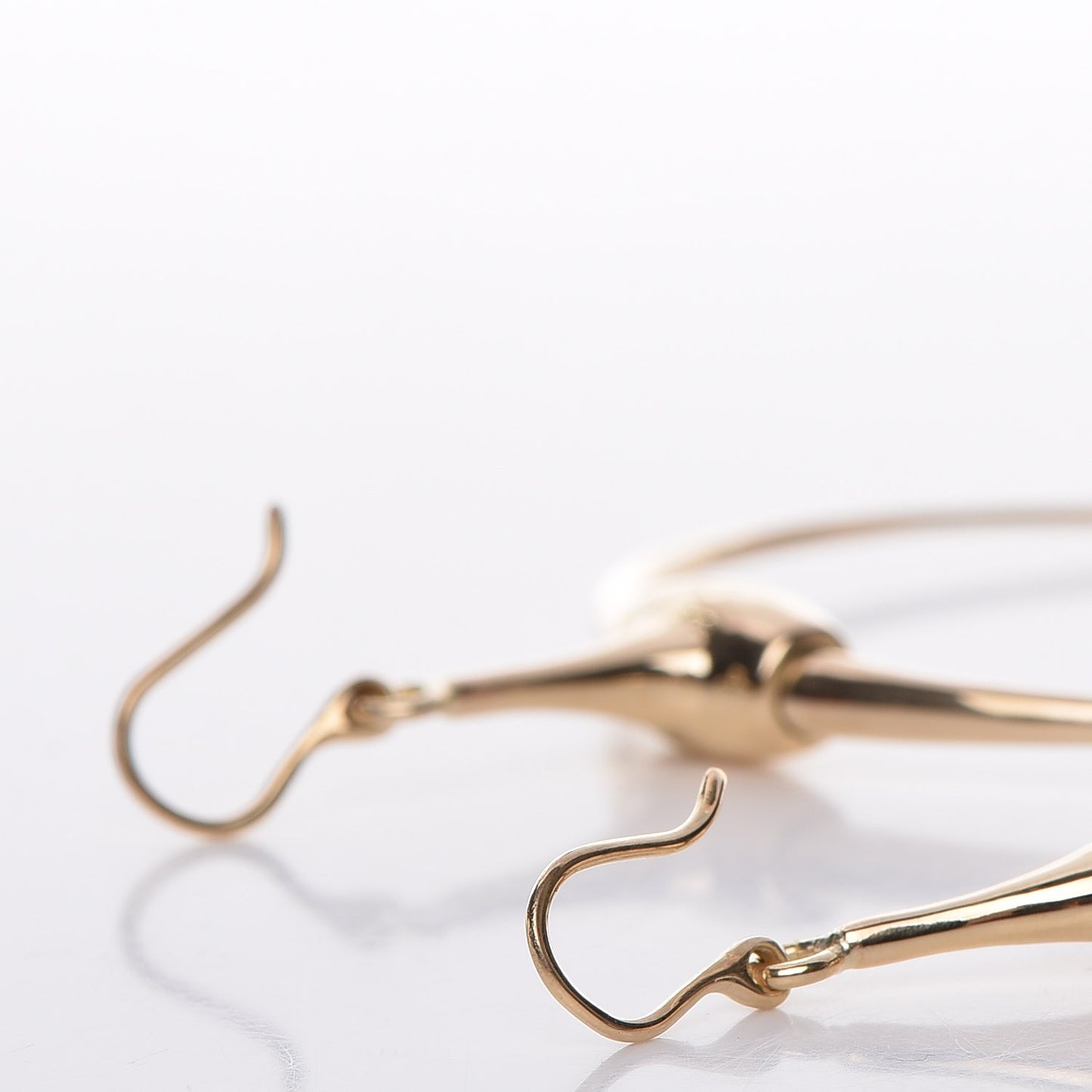 18K Yellow Gold Horsebit Drop Hoop Earrings