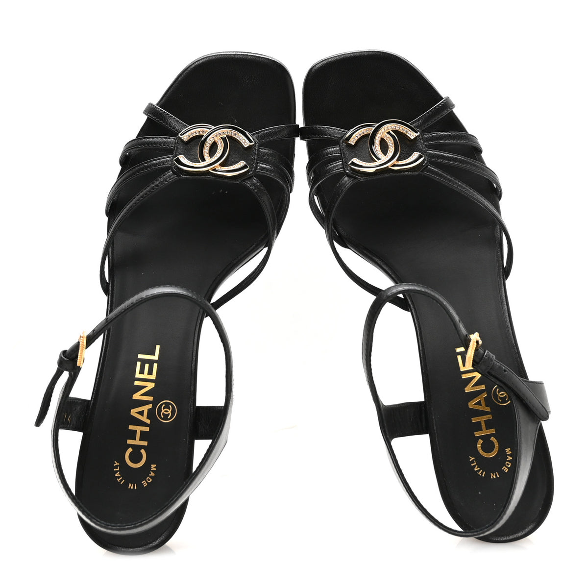 Chanel Lambskin Crystal CC Sandals 37.5 White 2 of 9