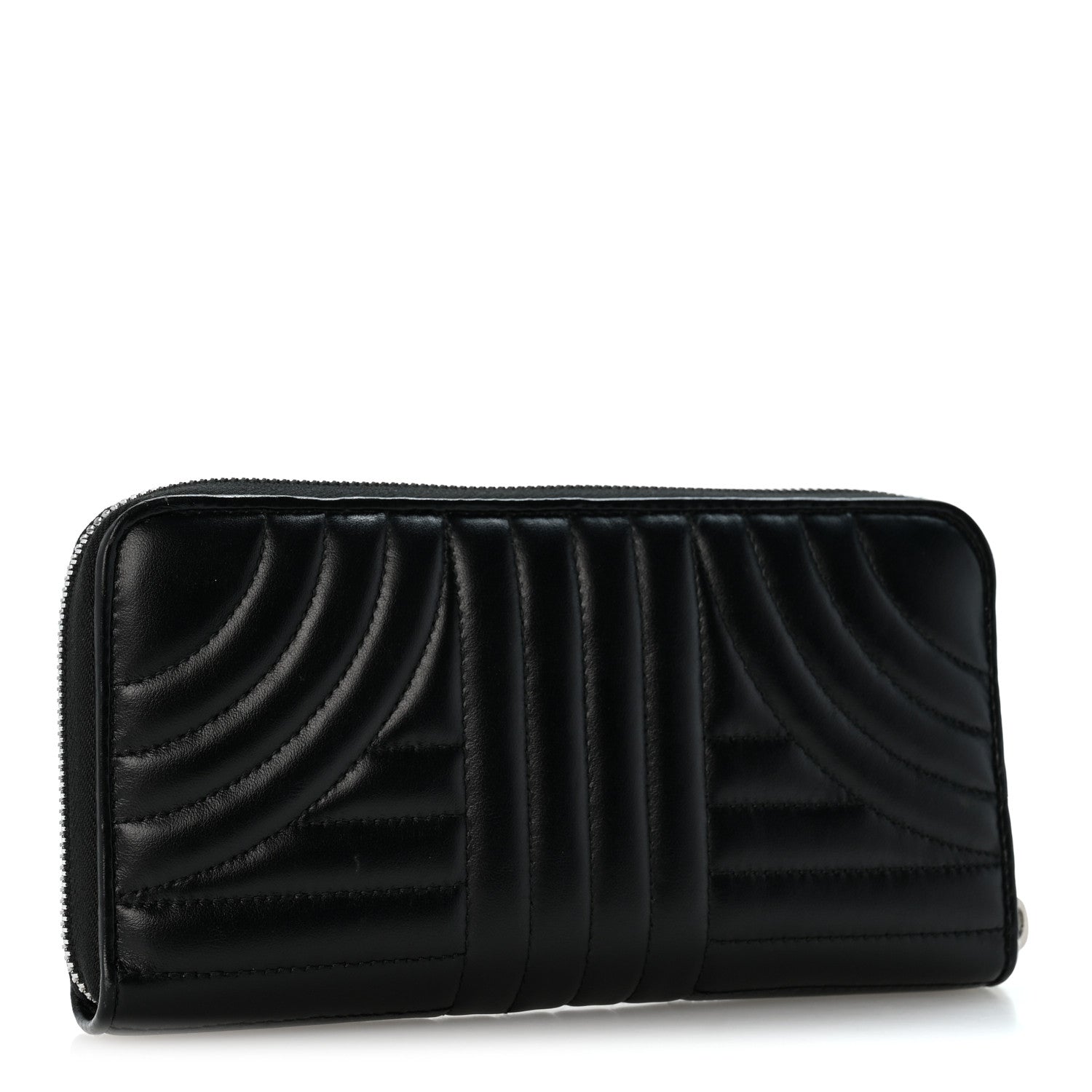 Prada Soft Calfskin Diagramme Zip Around Wallet Black 3 of 9