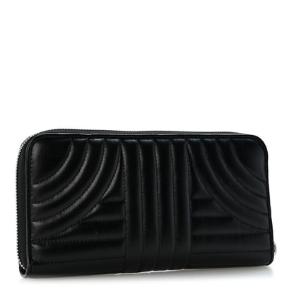 Prada Soft Calfskin Diagramme Zip Around Wallet Black 3 of 9