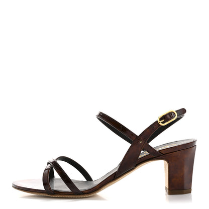 Chanel Patent Tortoise Ankle Strap Sandals 38 Marron Bronze 1 of 9