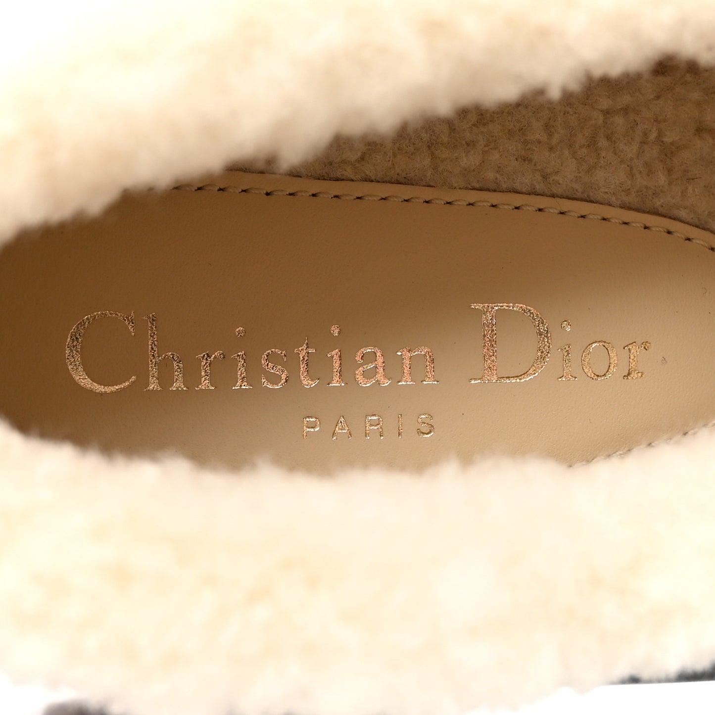Brushed Calfskin Shearling Dior Code Lug Sole 15mm Loafers 39.5 Black Natural