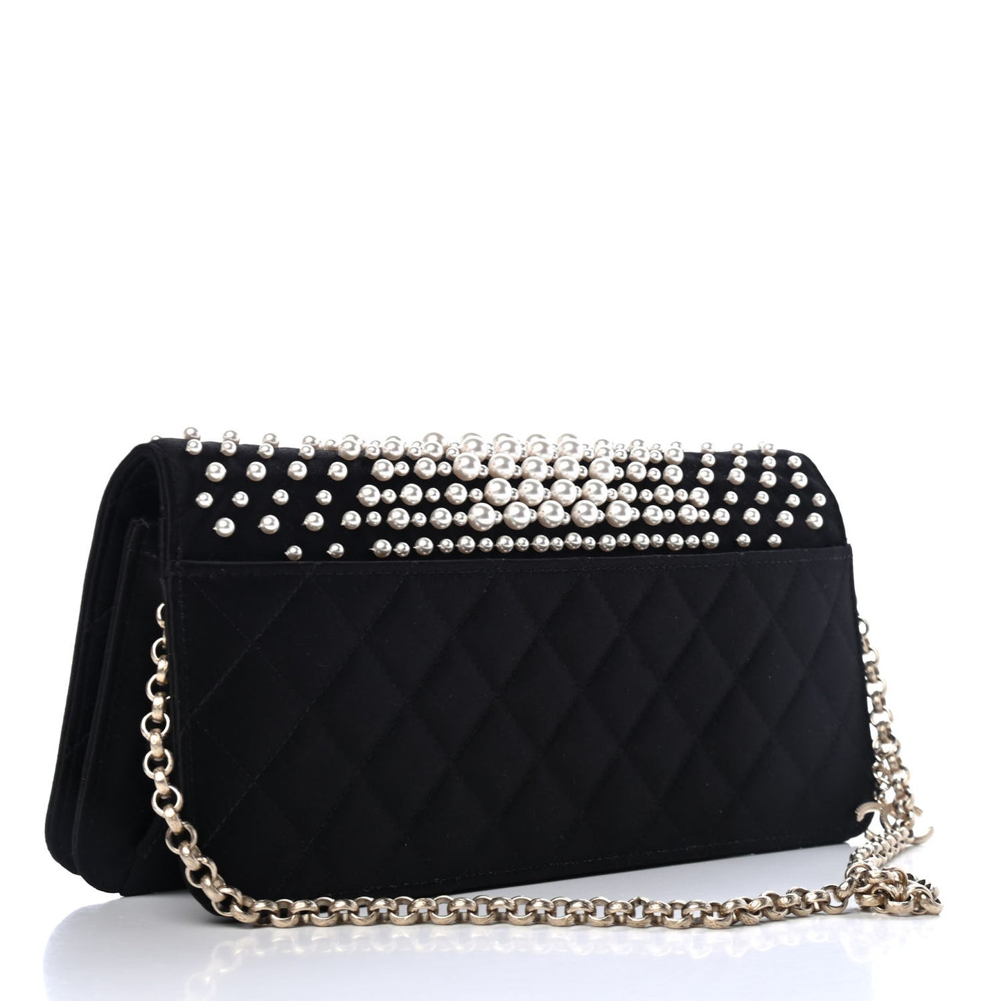 Satin Pearl Flap Black