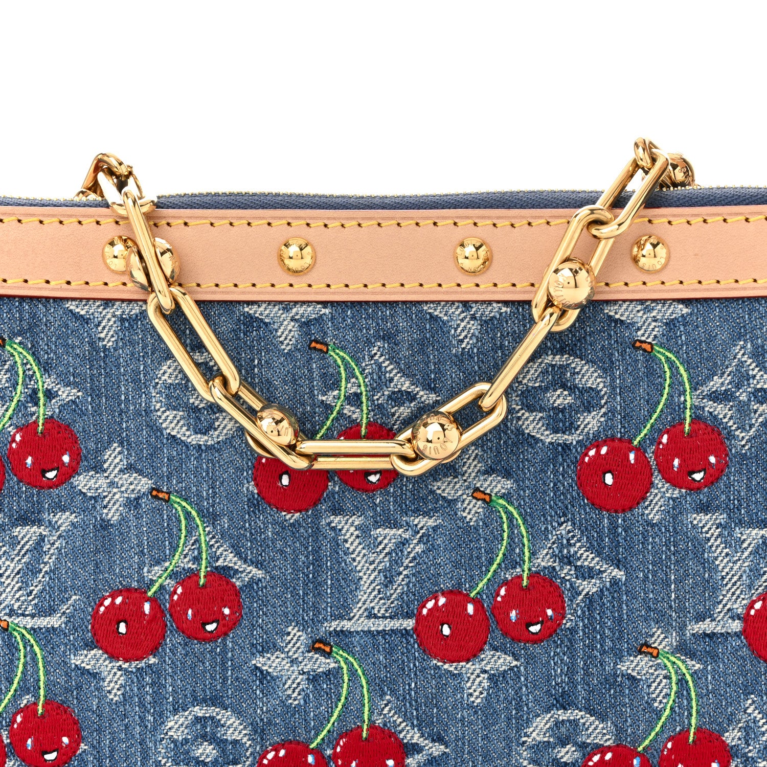 Louis Vuitton LV X TM Monogram Denim Cerises Pochette Accessories Blue 7 of 10