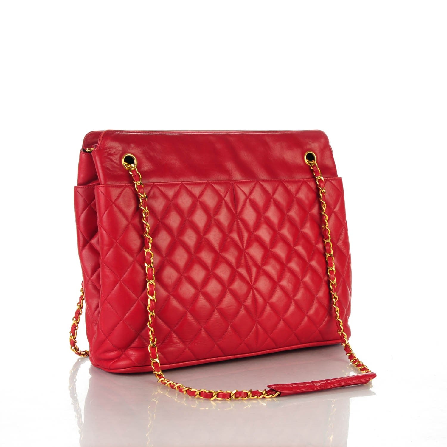 Chanel Lambskin Quilted Shoulder Bag Red 3 of 8