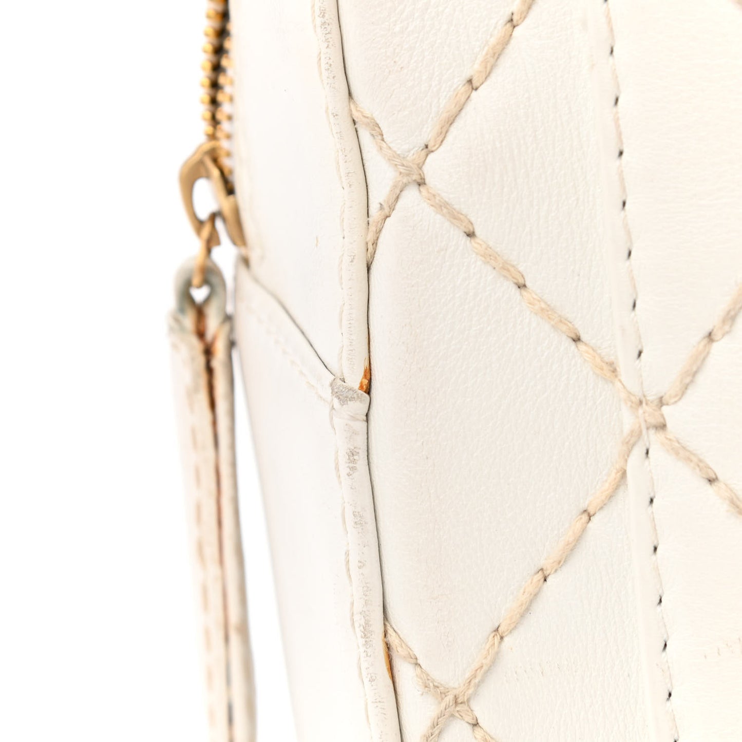 Calfskin Wild Stitch Top Handle Bag White