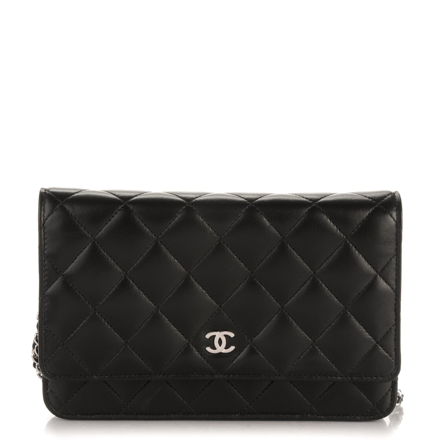 Chanel Lambskin Quilted Wallet On Chain WOC Black 1 of 8