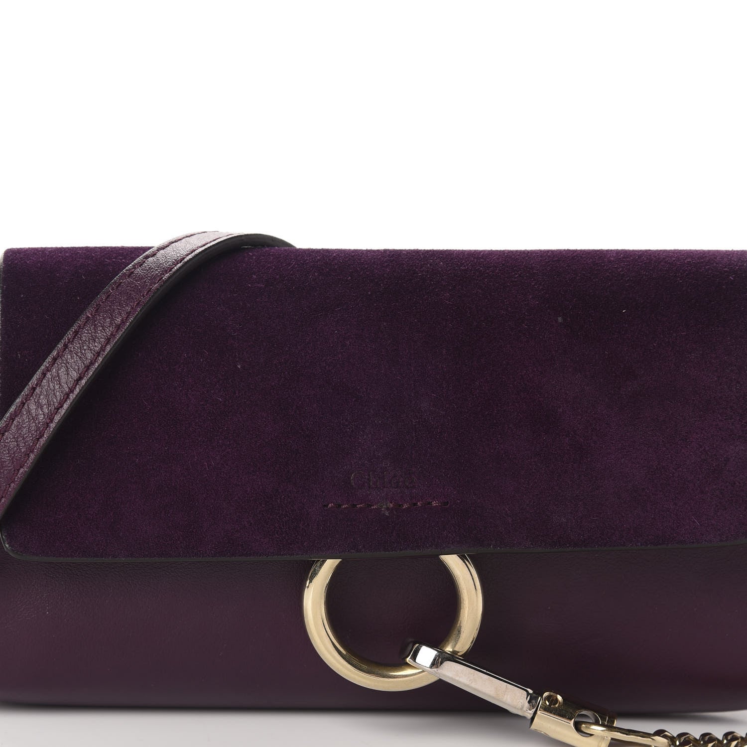 Chloe Suede Calfskin Mini Faye Shoulder Bag Intense Violine 10 of 10