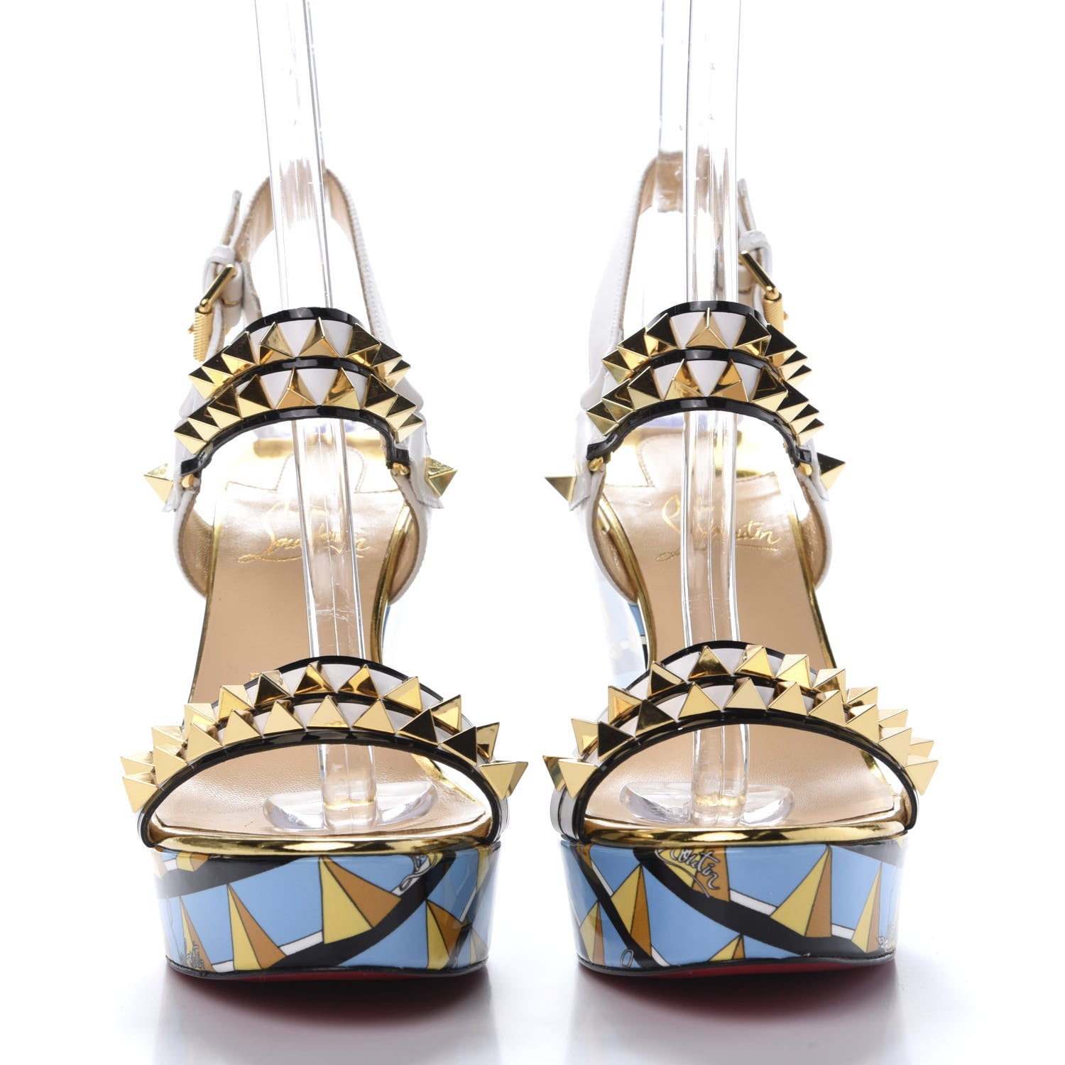 Christian Louboutin Studded Griotta 110 Wedges 37 Multicolor 2 of 8