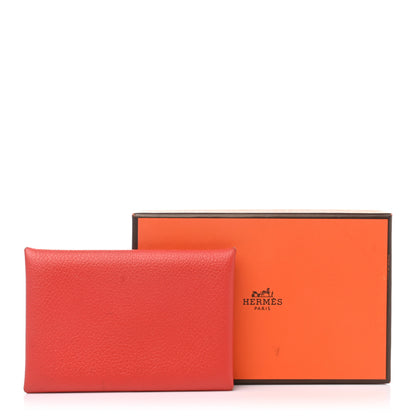 Hermes Evercolor Calvi Card Case Rouge de Coeur 8 of 8