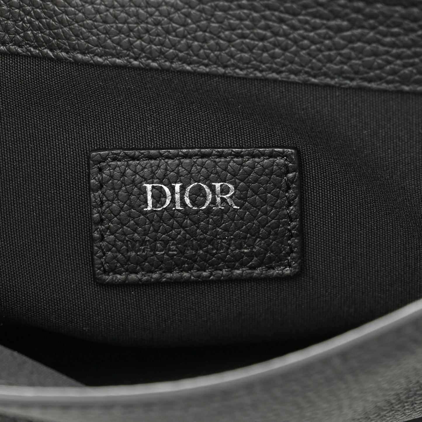 Grained Calfskin Saddle Messenger Bag Black