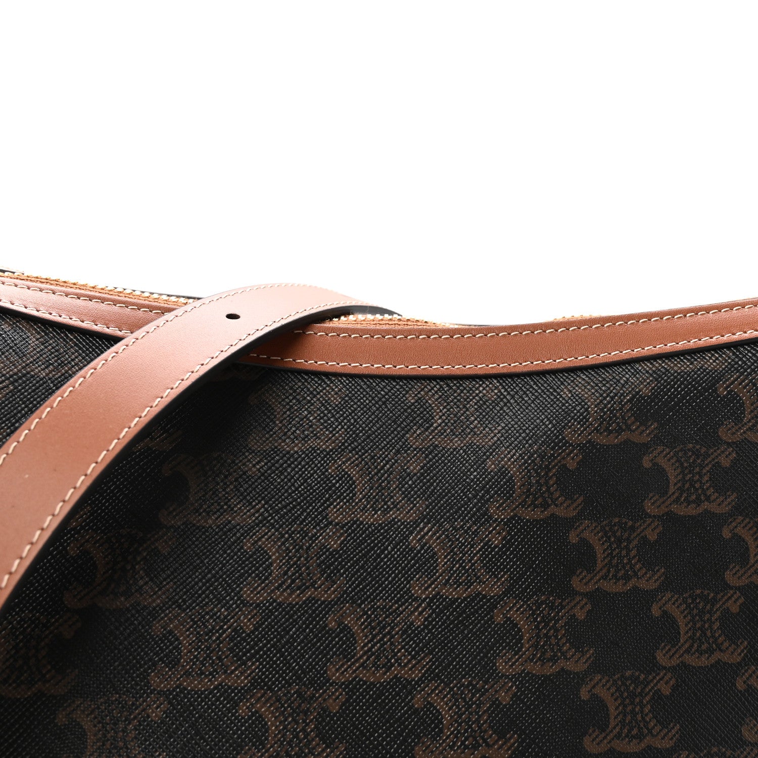 Celine Calfskin Triomphe Canvas Heloise Shoulder Bag Tan 7 of 9
