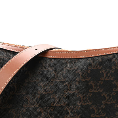Celine Calfskin Triomphe Canvas Heloise Shoulder Bag Tan 7 of 9