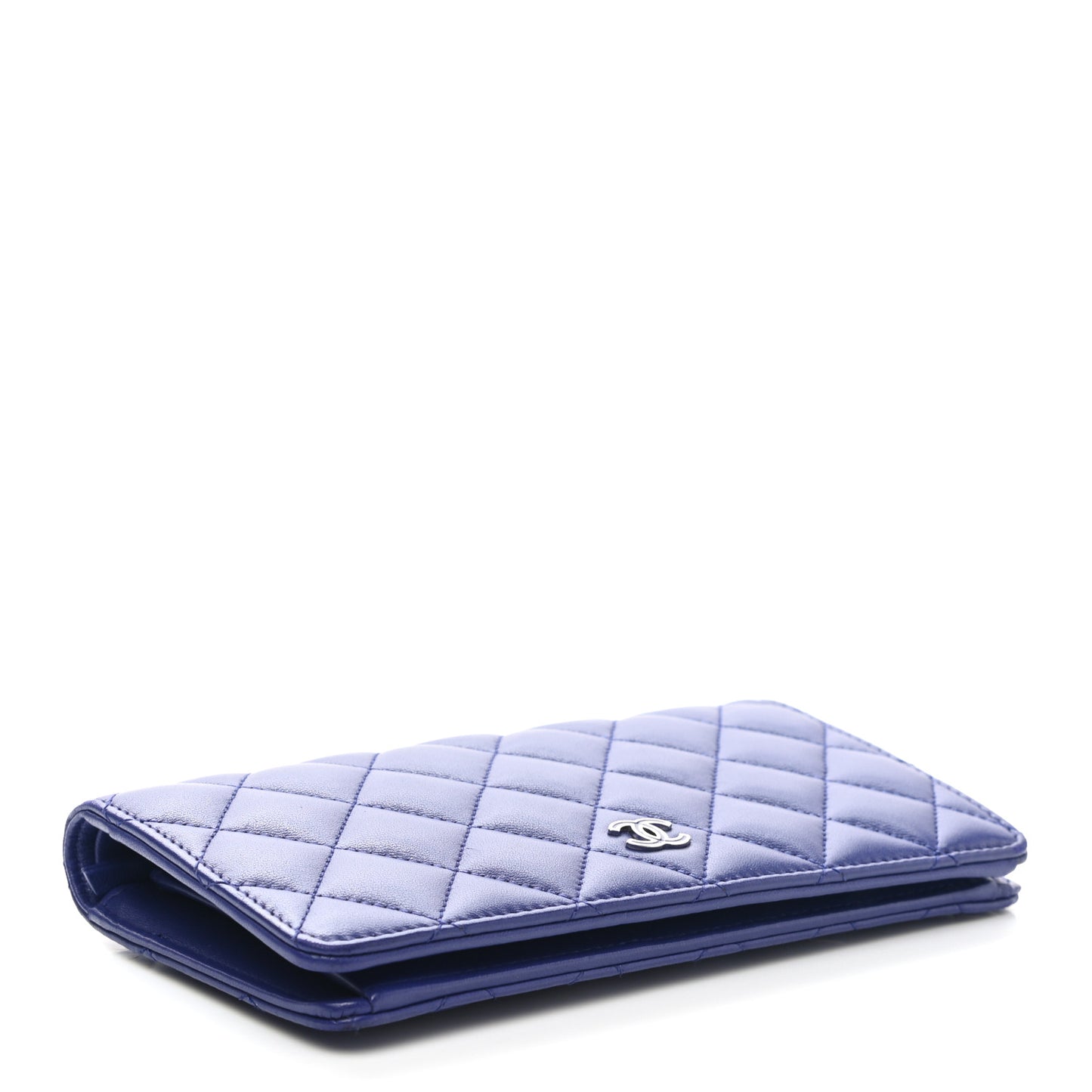 Lambskin Quilted Yen Wallet Dark Blue