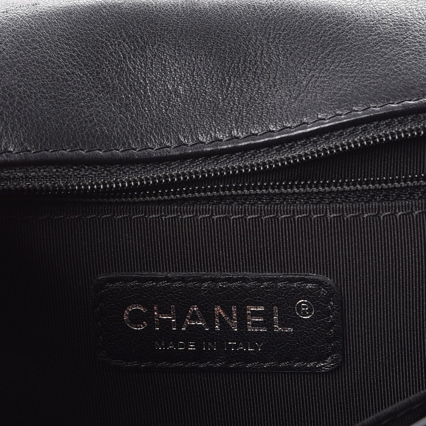 Calfskin Quilted Large Boy Flap Black