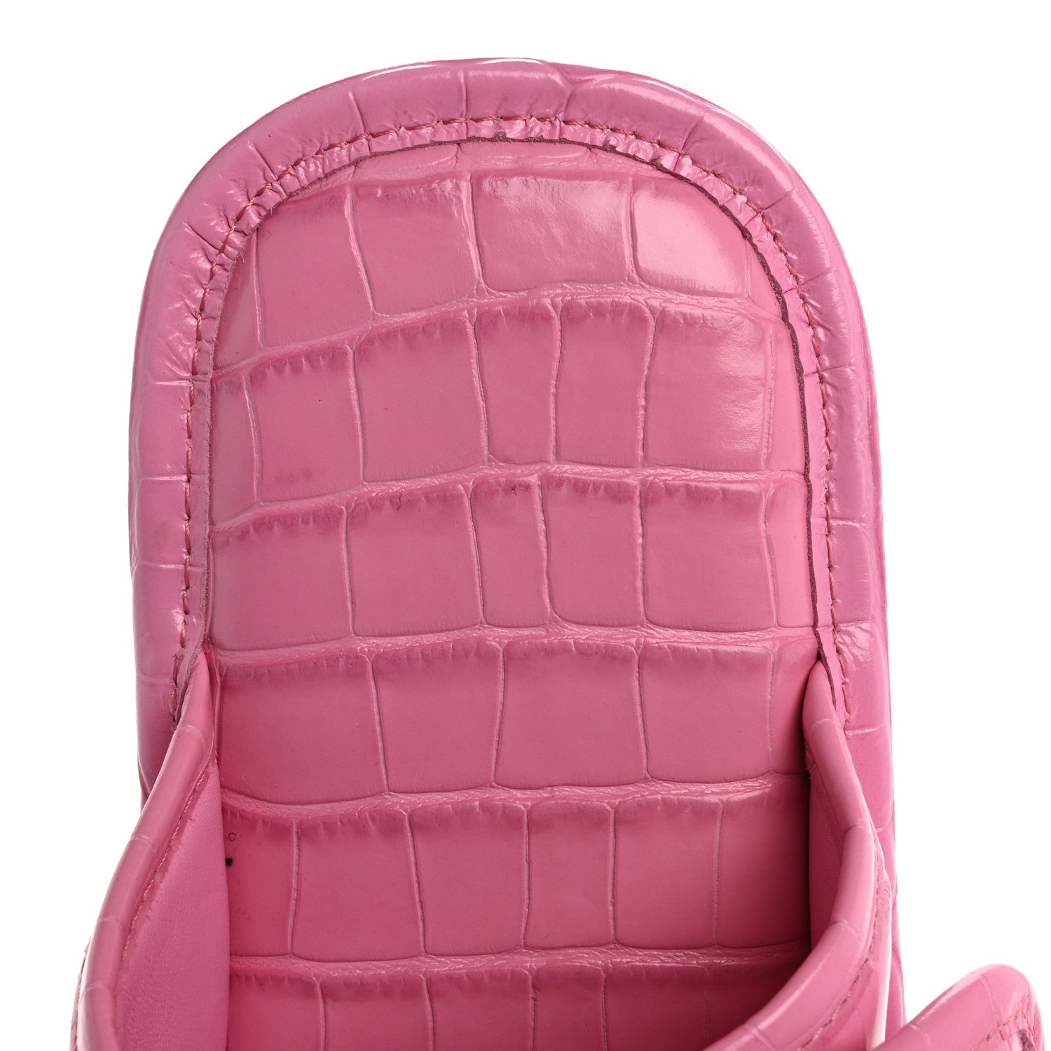 Balenciaga Calfskin Logo Crocodile Embossed Slides 40 Fuxia 7 of 10