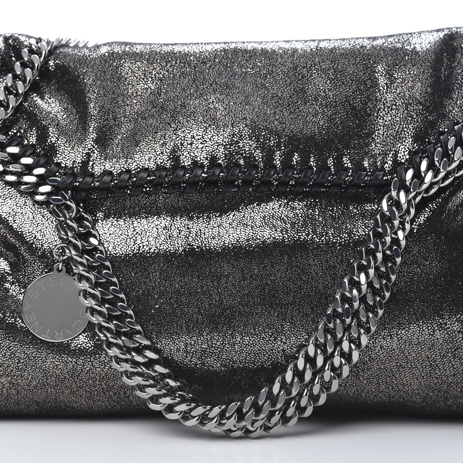 Stella McCartney Chamois Shiny Dotted Falabella Fold Over Tote Ruthenium 8 of 10