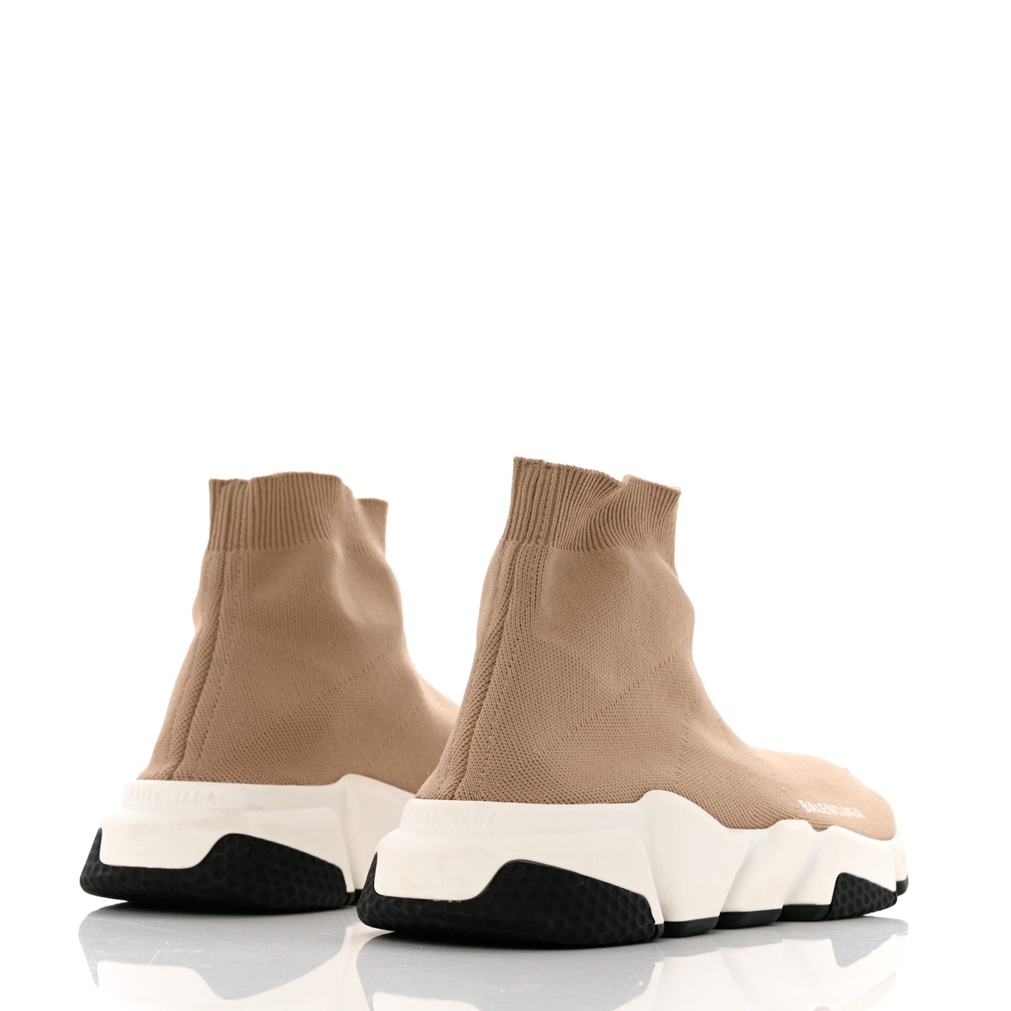 Neoprene Knit Bi-Color Sole Womens Speed Sneakers 41 Beige White Black