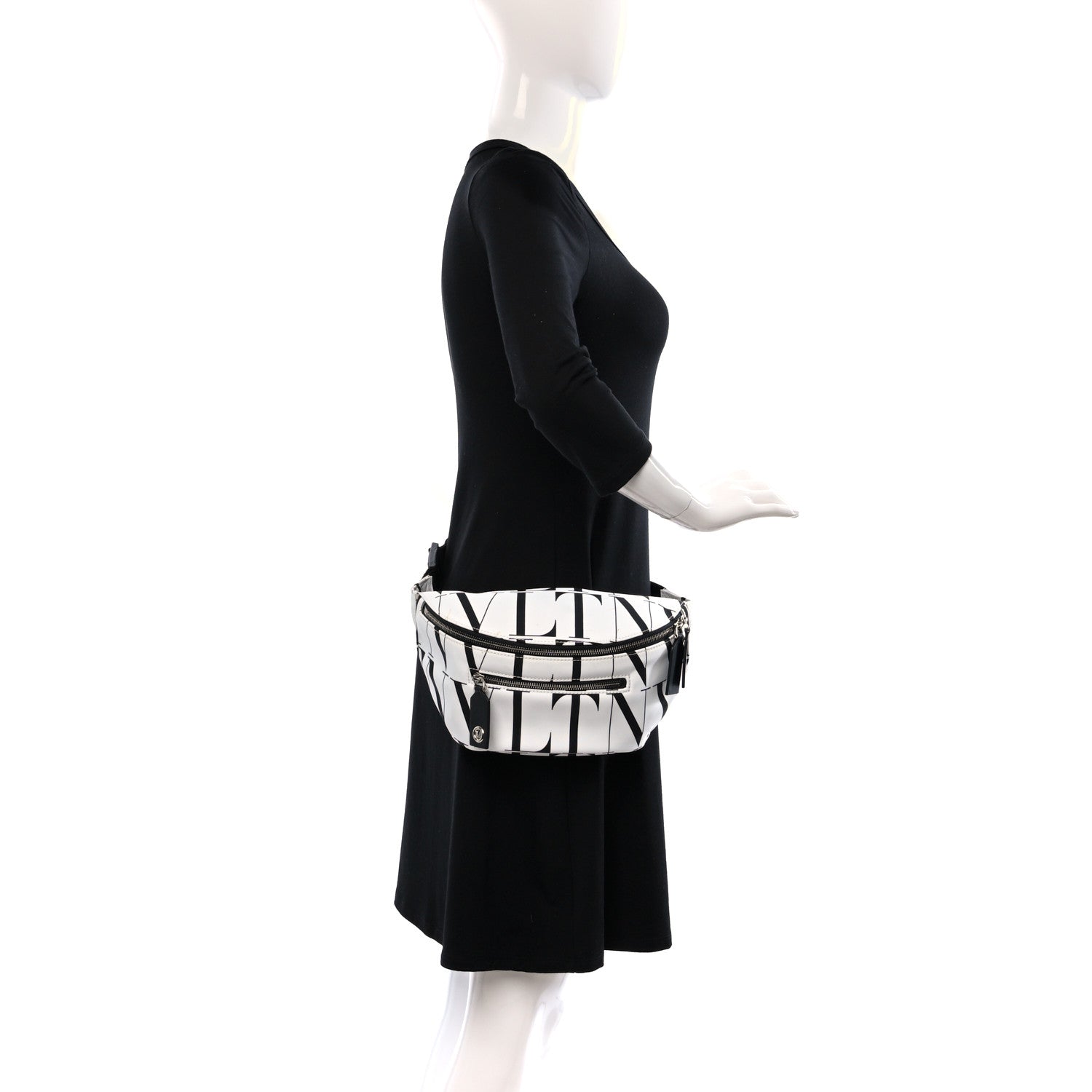 Valentino Garavani Nylon Mens VLTN Belt Bag White Black 2 of 12