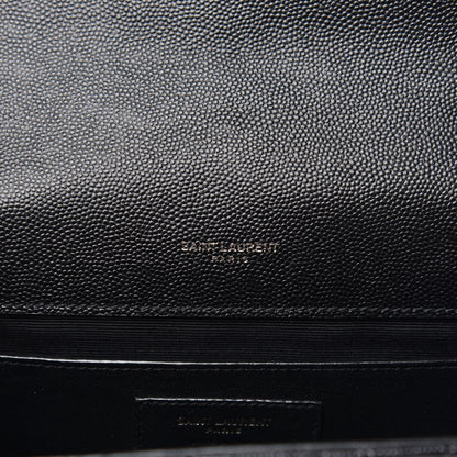 Saint Laurent Grain De Poudre Textured Mixed Matelasse Triquilt Medium Monogram Satchel Black 7 of 12