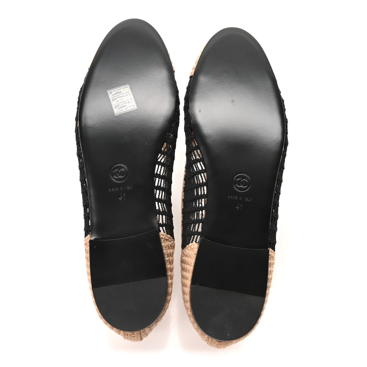 Chanel Raffia Cap Toe Ballerina Flats 41 Black Beige 6 of 9