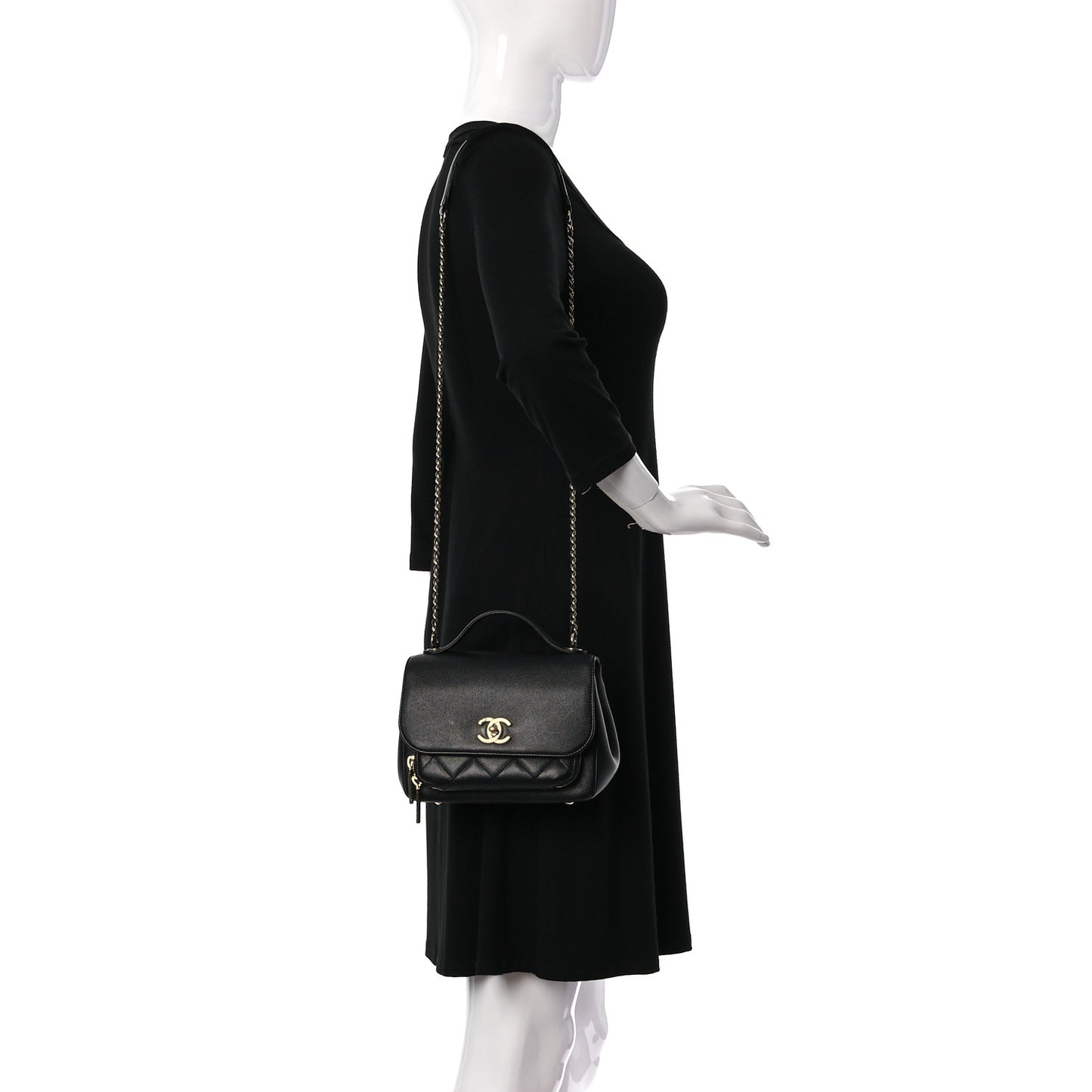 Caviar Quilted Small Business Affinity Flap Black